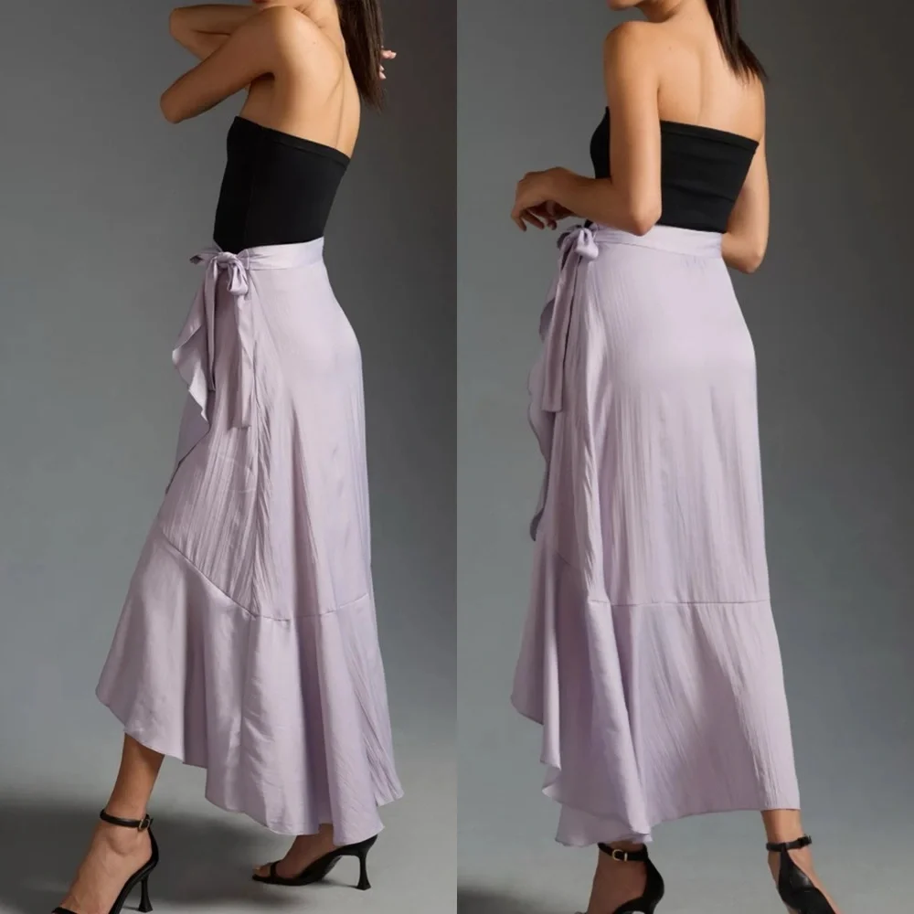 Anthropologie Maeve Lilac Ruffle Wrap Skirt